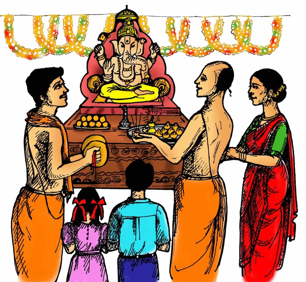 Ganesh chaturthi celebration drawing and painting/How to draw a family  celebrating ganesh chaturthi | Global art, Drawings, Drawing & painting