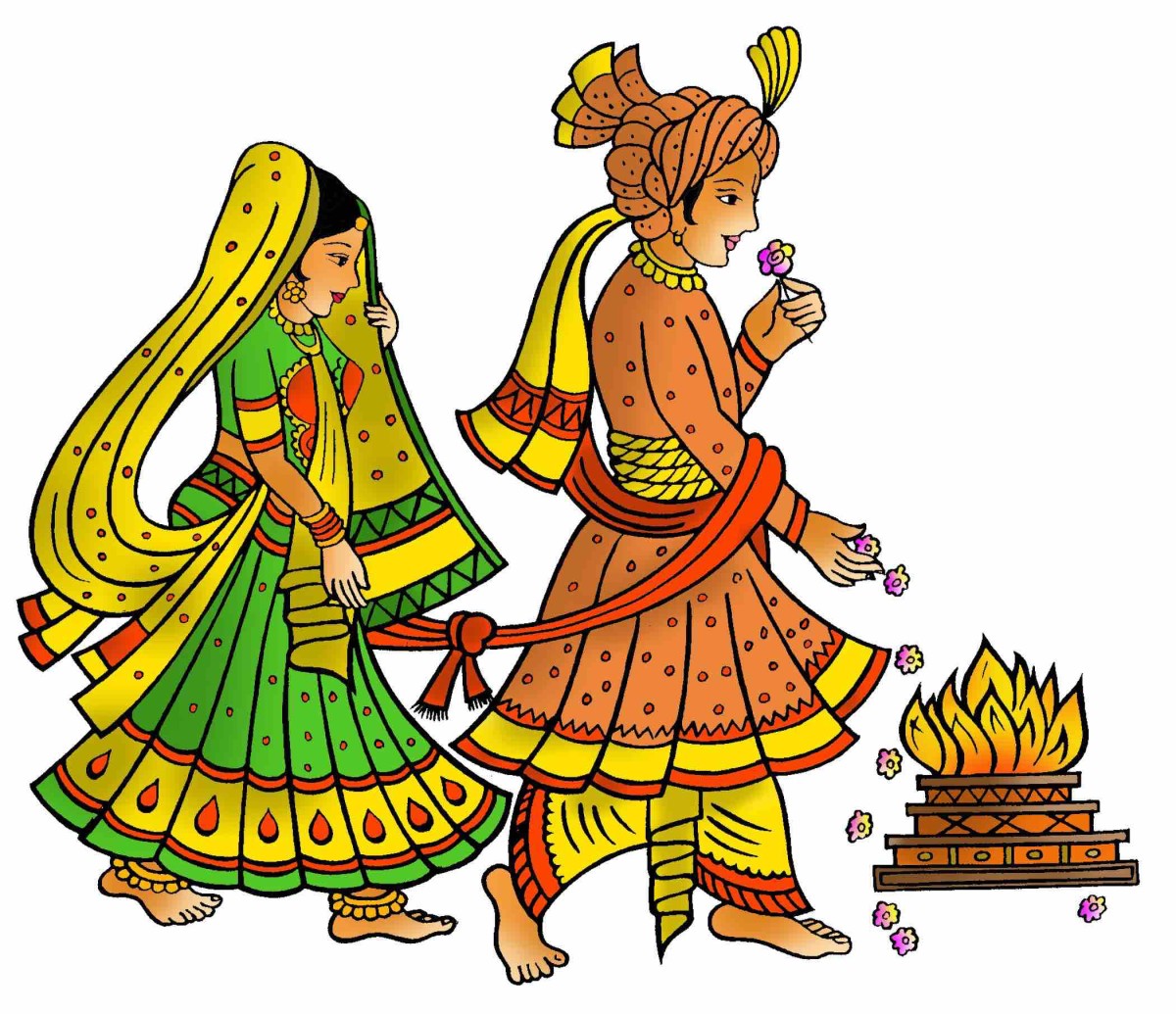 Индийская свадьба рисунок