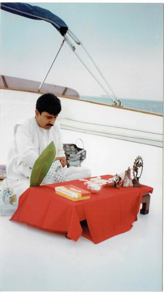 Ishwar Maharaj conducting Satyanarayan Pooja on Boat in Hong Kong